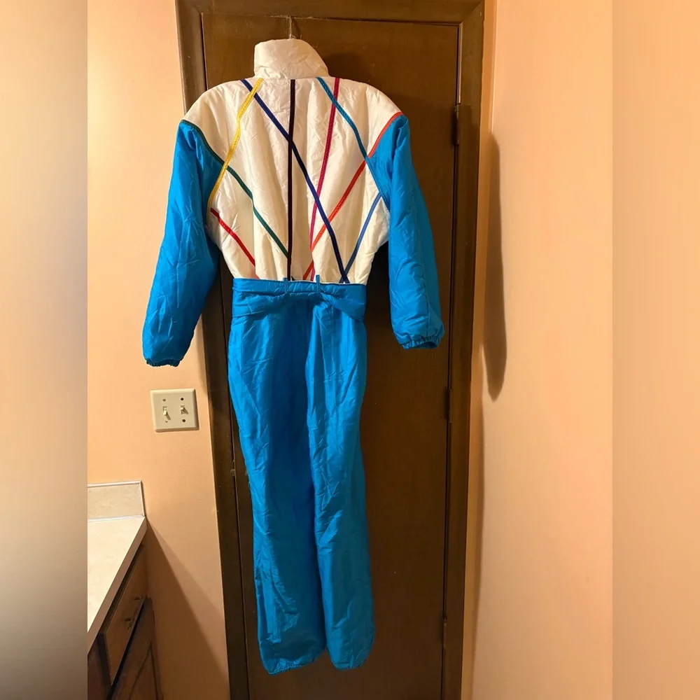 Bogner vintage white & blue rainbow 80s ski snowsuit - Picture 4 of 10